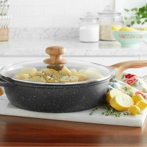Non-Stick Black Frying Pan with Glass Lid